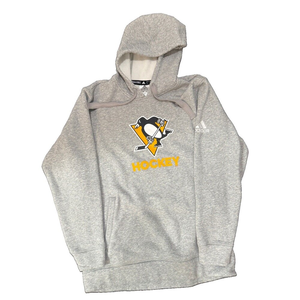 Adidas Pittsburgh Penguins Gray Hoodie Men’s Large L NHL Hockey Pens Logo